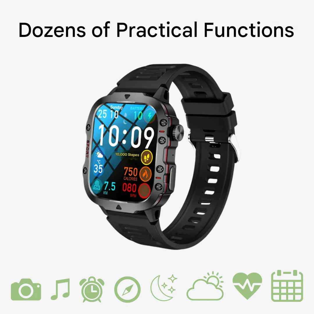 Outdoor-Smartwatch TrailMate – Wasserdicht IP68 & GPS-Tracking Sportuhr